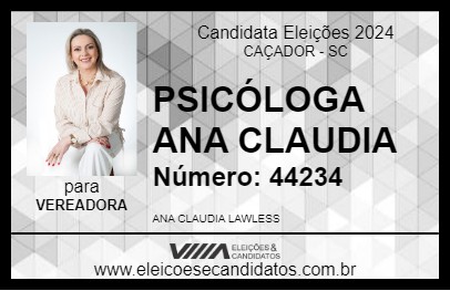 Candidato PSICÓLOGA ANA CLAUDIA 2024 - CAÇADOR - Eleições