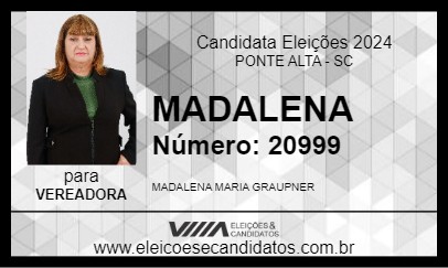 Candidato MADALENA 2024 - PONTE ALTA - Eleições