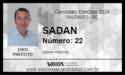 Candidato SADAN 2024 - SAUDADES - Eleições