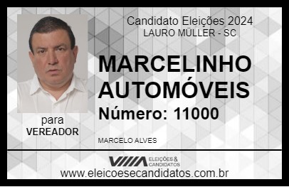 Candidato MARCELINHO AUTOMÓVEIS  2024 - LAURO MÜLLER - Eleições