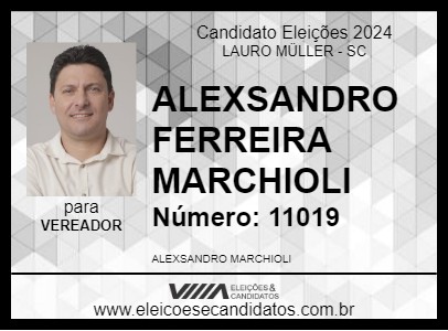 Candidato ALEXSANDRO FERREIRA MARCHIOLI 2024 - LAURO MÜLLER - Eleições