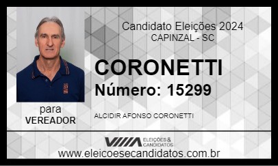 Candidato CORONETTI 2024 - CAPINZAL - Eleições