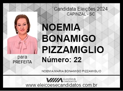 Candidato NOEMIA BONAMIGO PIZZAMIGLIO 2024 - CAPINZAL - Eleições