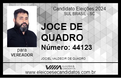 Candidato JOCE DE QUADRO 2024 - SUL BRASIL - Eleições