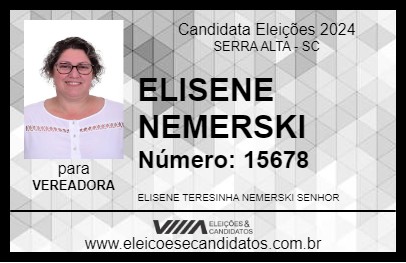 Candidato ELISENE NEMERSKI 2024 - SERRA ALTA - Eleições