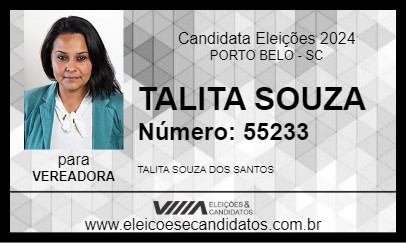 Candidato TALITA SOUZA 2024 - PORTO BELO - Eleições