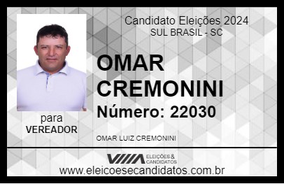 Candidato OMAR CREMONINI 2024 - SUL BRASIL - Eleições