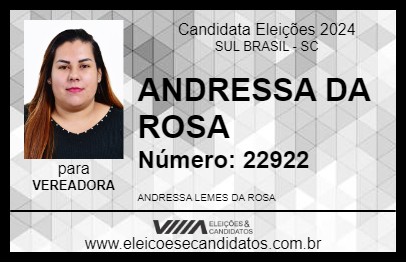 Candidato ANDRESSA DA ROSA 2024 - SUL BRASIL - Eleições