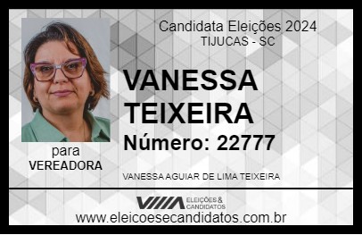 Candidato VANESSA TEIXEIRA 2024 - TIJUCAS - Eleições