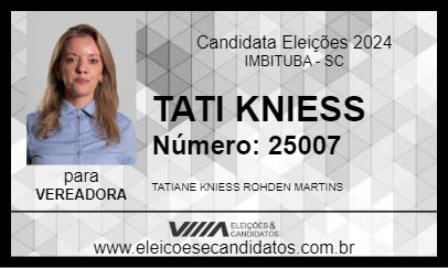 Candidato TATI KNIESS 2024 - IMBITUBA - Eleições