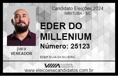 Candidato EDER DO MILLENIUM 2024 - IMBITUBA - Eleições