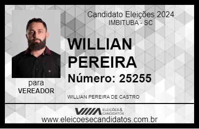 Candidato WILLIAN PEREIRA 2024 - IMBITUBA - Eleições