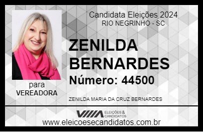 Candidato ZENILDA BERNARDES 2024 - RIO NEGRINHO - Eleições