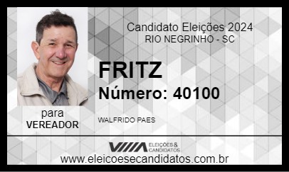 Candidato FRITZ 2024 - RIO NEGRINHO - Eleições