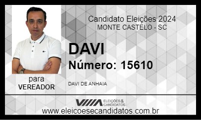 Candidato DAVI 2024 - MONTE CASTELO - Eleições