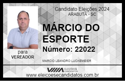 Candidato MÁRCIO DO ESPORTE 2024 - ARABUTÃ - Eleições