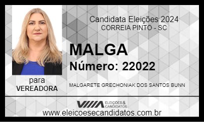 Candidato MALGARETE GRECHONIAK 2024 - CORREIA PINTO - Eleições