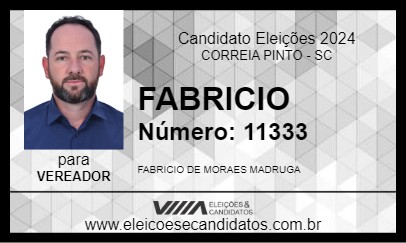 Candidato FABRICIO 2024 - CORREIA PINTO - Eleições