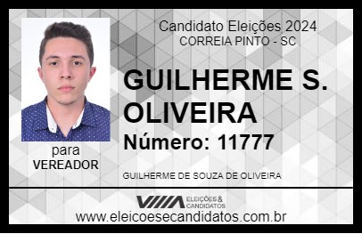 Candidato GUILHERME S. OLIVEIRA 2024 - CORREIA PINTO - Eleições