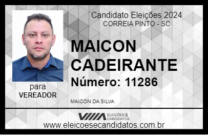 Candidato MAICON CADEIRANTE 2024 - CORREIA PINTO - Eleições