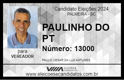 Candidato PAULINHO DO PT 2024 - PALMEIRA - Eleições