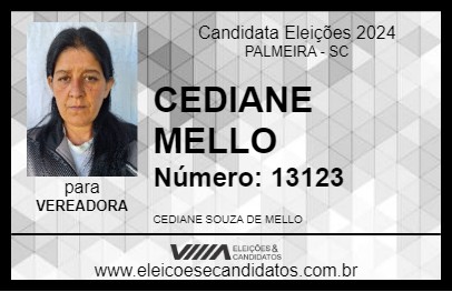 Candidato CEDIANE MELLO 2024 - PALMEIRA - Eleições