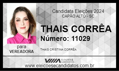 Candidato THAIS CORRÊA 2024 - CAPÃO ALTO - Eleições