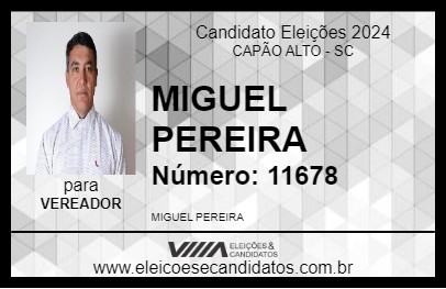 Candidato MIGUEL PEREIRA 2024 - CAPÃO ALTO - Eleições