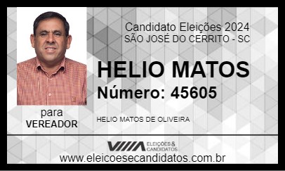 Candidato HELIO MATOS 2024 - SÃO JOSÉ DO CERRITO - Eleições