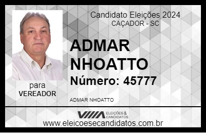 Candidato ADMAR NHOATTO 2024 - CAÇADOR - Eleições