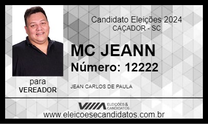 Candidato MC JEANN 2024 - CAÇADOR - Eleições