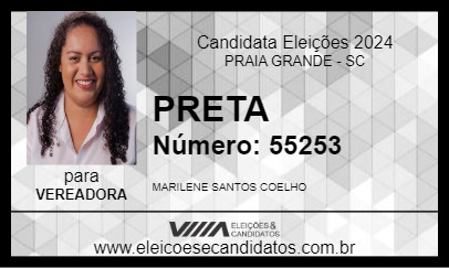 Candidato PRETA 2024 - PRAIA GRANDE - Eleições