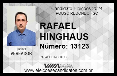 Candidato RAFAEL HINGHAUS 2024 - POUSO REDONDO - Eleições