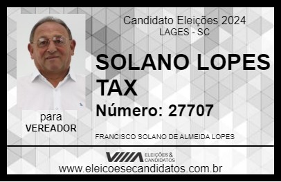 Candidato SOLANO LOPES TAXI 2024 - LAGES - Eleições