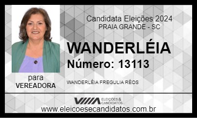 Candidato WANDERLÉIA 2024 - PRAIA GRANDE - Eleições