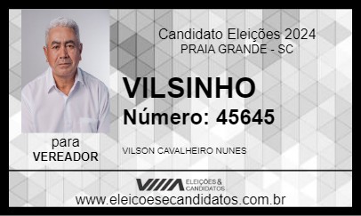 Candidato VILSINHO 2024 - PRAIA GRANDE - Eleições