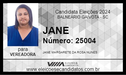 Candidato JANE 2024 - BALNEÁRIO GAIVOTA - Eleições