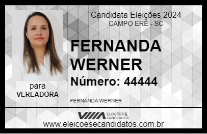 Candidato FERNANDA WERNER 2024 - CAMPO ERÊ - Eleições