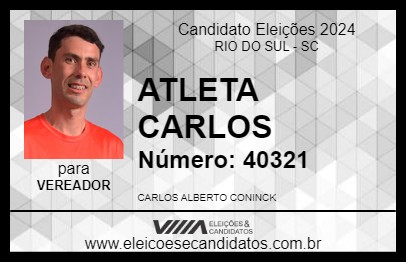 Candidato ATLETA CARLOS 2024 - RIO DO SUL - Eleições