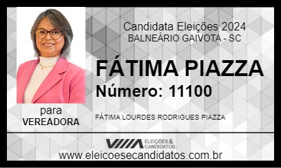 Candidato FÁTIMA PIAZZA 2024 - BALNEÁRIO GAIVOTA - Eleições