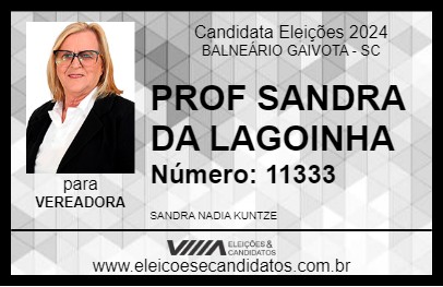 Candidato PROF SANDRA DA LAGOINHA 2024 - BALNEÁRIO GAIVOTA - Eleições