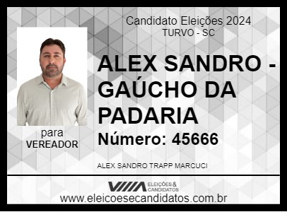 Candidato ALEX SANDRO -GAÚCHO DA PADARIA 2024 - TURVO - Eleições