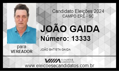 Candidato JOÃO GAIDA 2024 - CAMPO ERÊ - Eleições