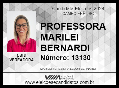 Candidato PROFESSORA MARILEI BERNARDI 2024 - CAMPO ERÊ - Eleições