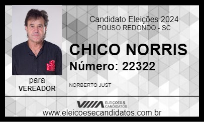 Candidato CHICO NORRIS 2024 - POUSO REDONDO - Eleições