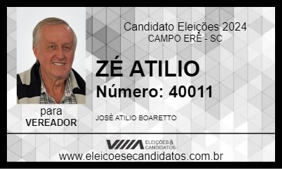 Candidato ZÉ ATILIO 2024 - CAMPO ERÊ - Eleições