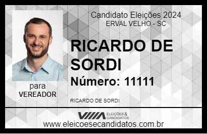 Candidato RICARDO DE SORDI 2024 - ERVAL VELHO - Eleições