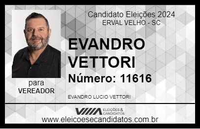 Candidato EVANDRO VETTORI 2024 - ERVAL VELHO - Eleições