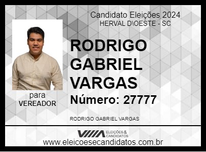 Candidato RODRIGO GABRIEL VARGAS 2024 - HERVAL D\OESTE - Eleições