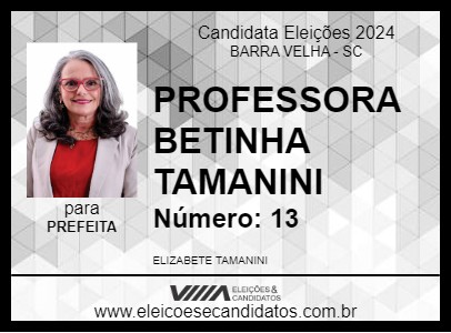 Candidato PROFESSORA BETINHA TAMANINI 2024 - BARRA VELHA - Eleições